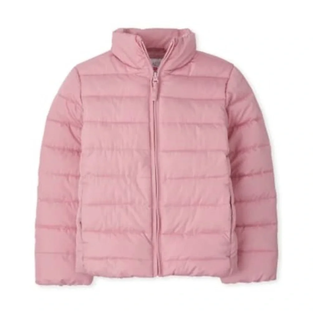 The Children's Place Girls Pink Puffer Jacket Quilted Full Zip Coat XL 14